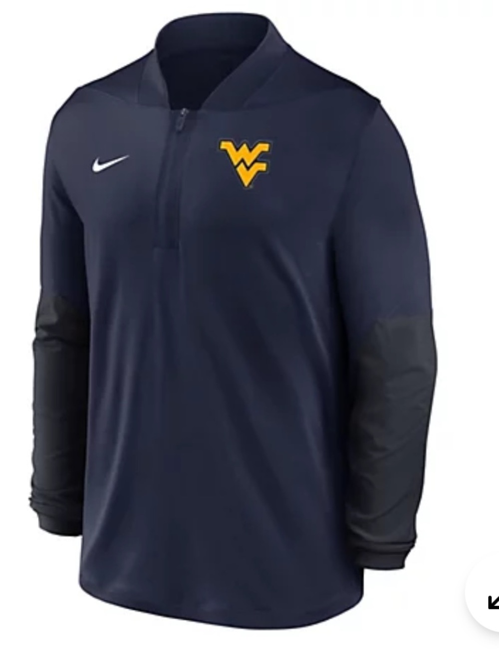Nike Navy and Gold WVU Performance Half-Zip Jacket